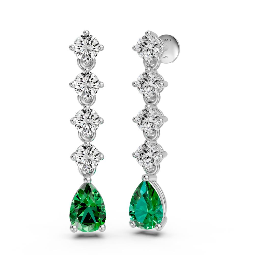 Tsavorites and Diamond Earrings in White Gold