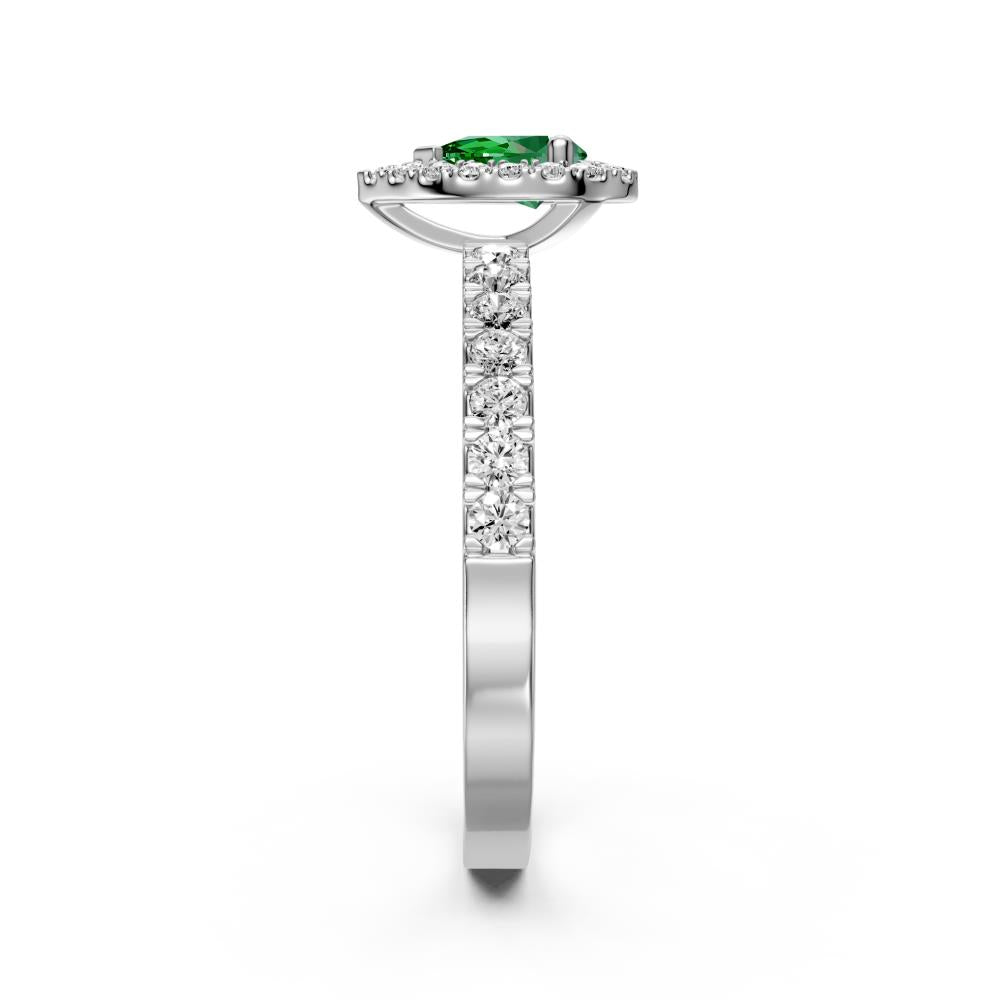 Diamond Ring with Tsavorites in White Gold
