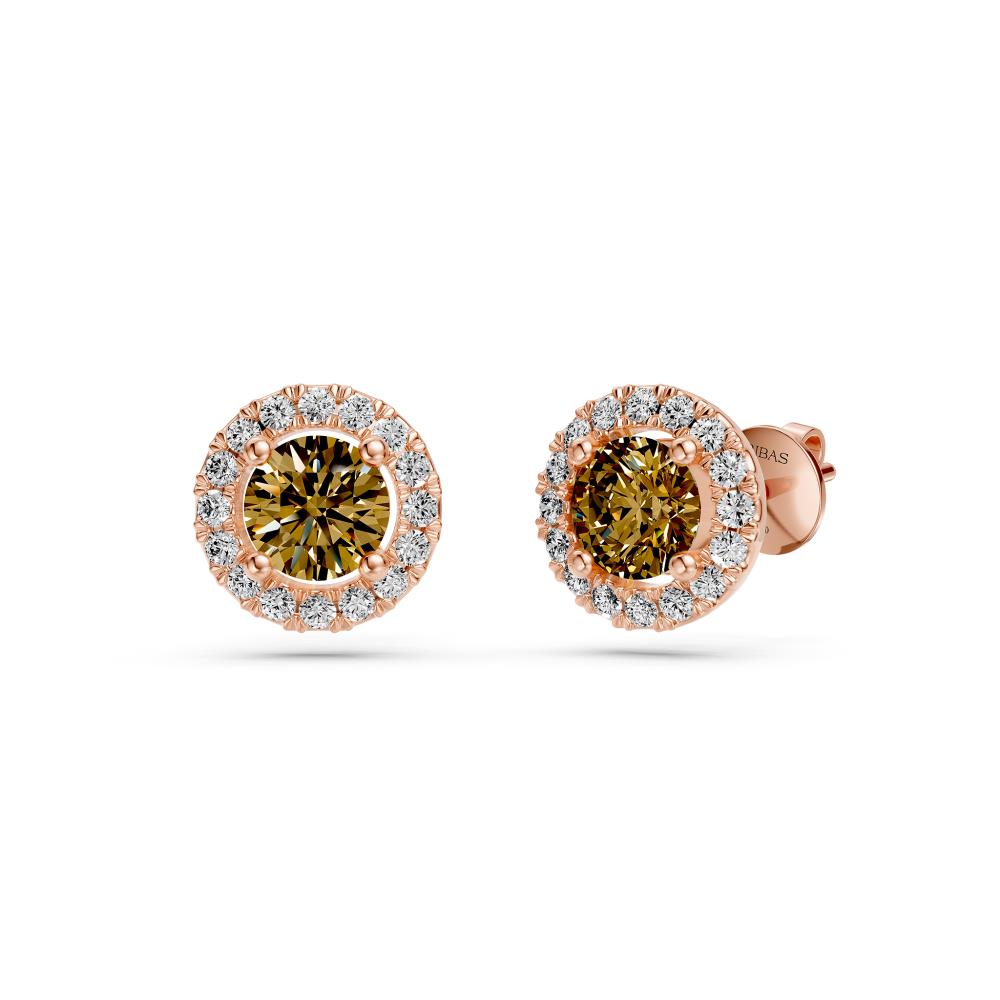 Cognac Diamond Earrings in Rose