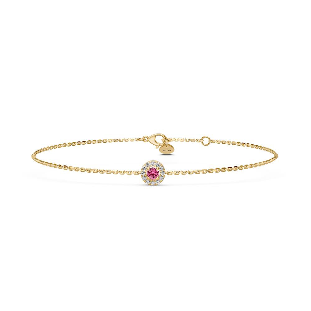 Pink Sapphire Bracelet with Diamonds in Yellow Gold
