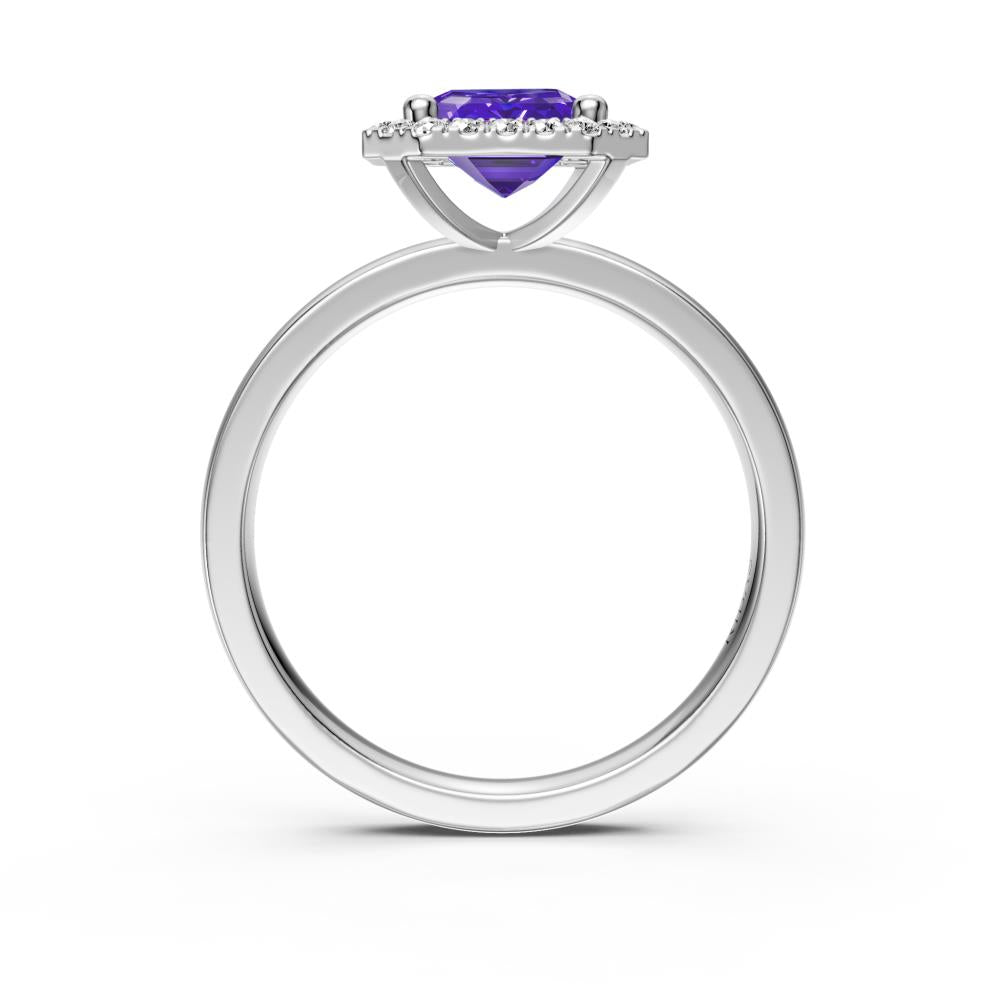 Diamond Ring with Tanzanite in White Gold