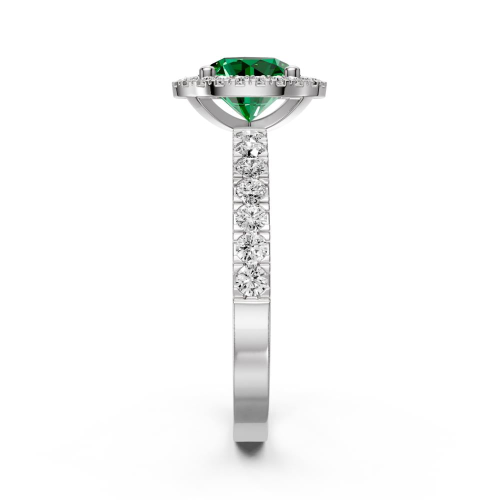 Diamond Ring with Tsavorite in White Gold