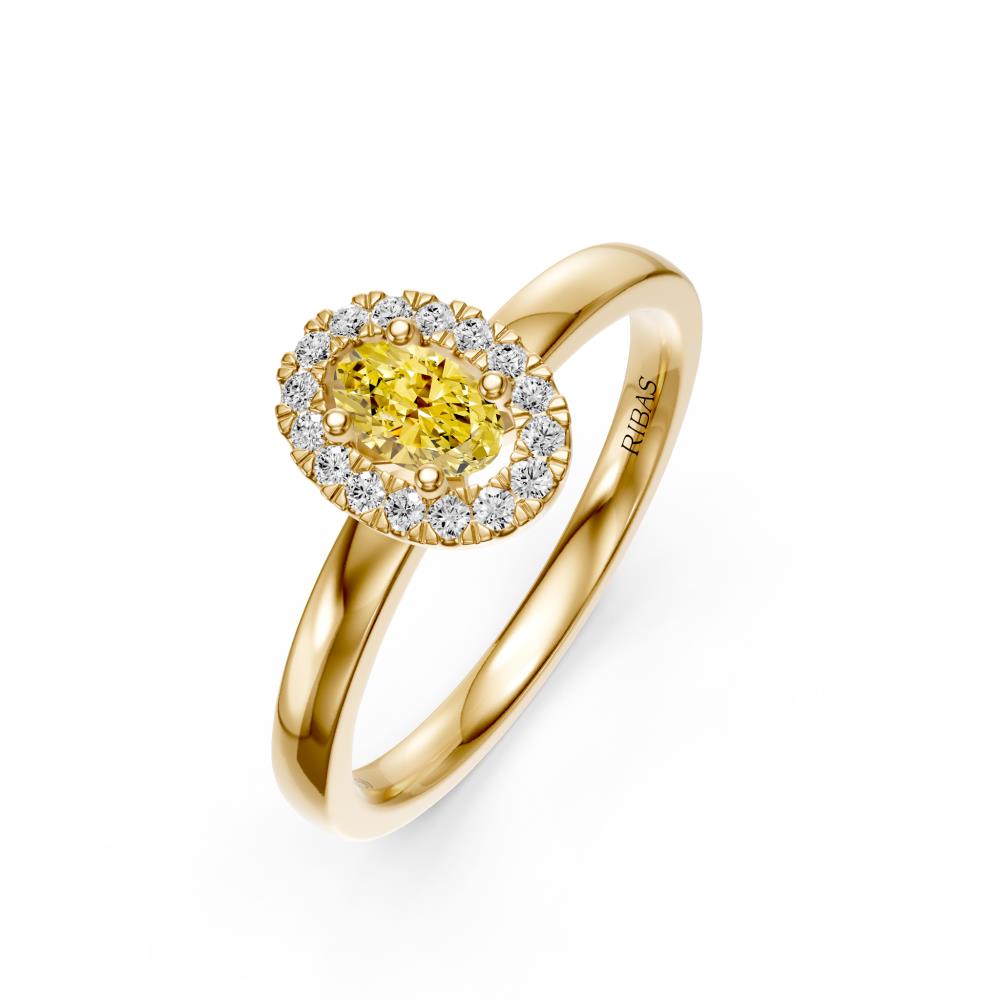 Diamond Ring with Yellow Sapphire in Yellow Gold
