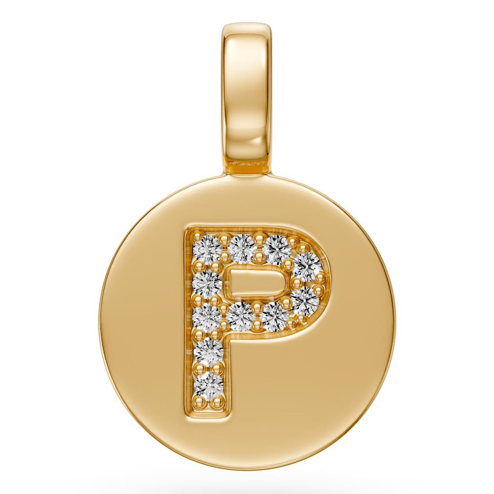 Diamond Letter P Pendant in Yellow Gold