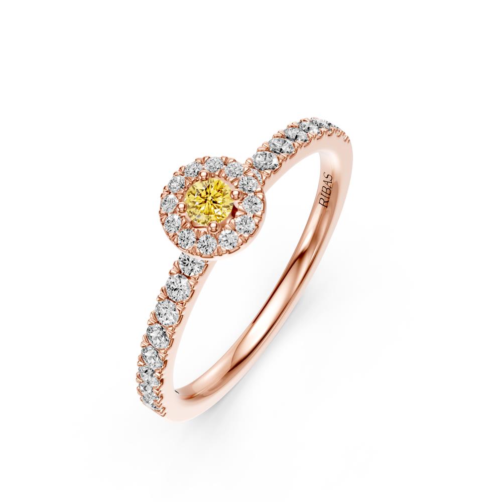 Diamond Ring with Yellow Sapphire in Rose Gold