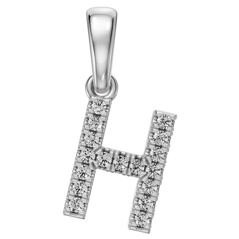 Mini Diamond Letter H Pendant in White Gold