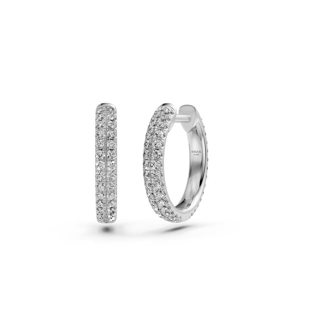 Diamond Hoop Earrings in White Gold