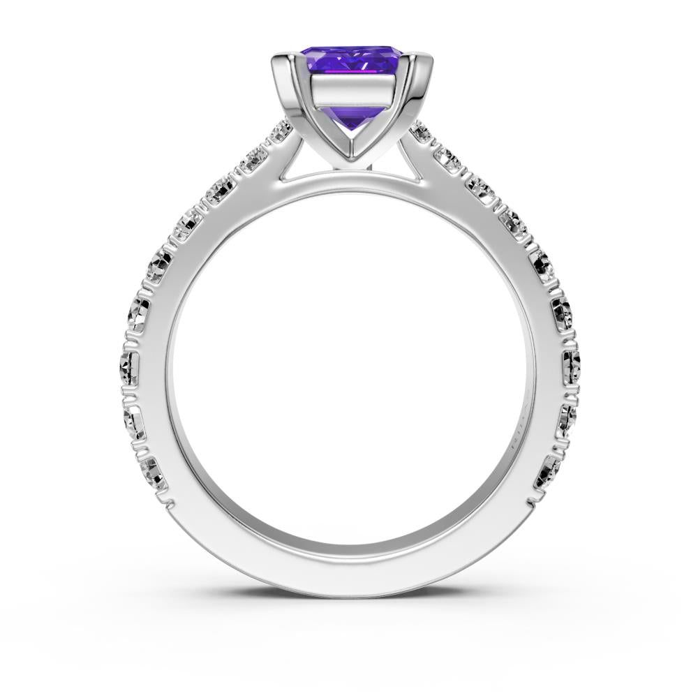 Diamond Ring with Tanzanite in White Gold