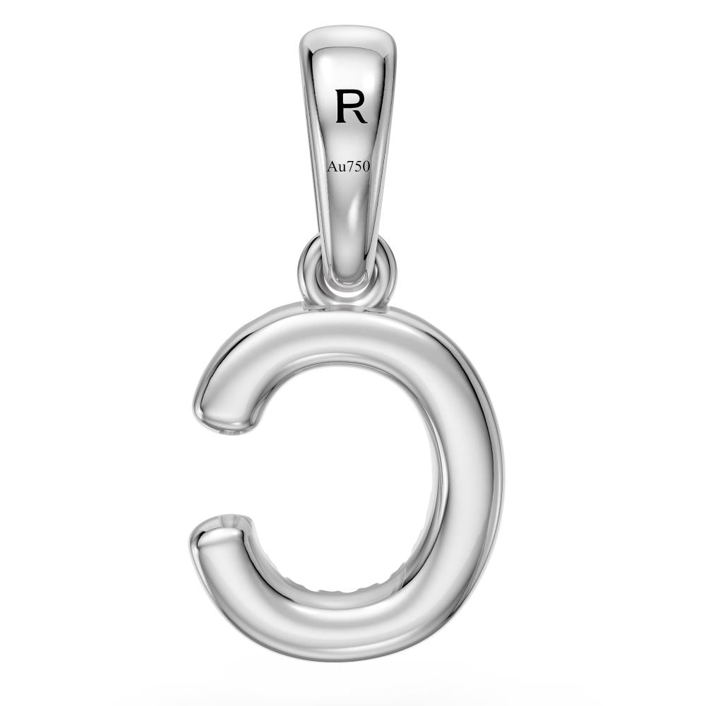 Mini Diamond Letter C Necklace in White Gold