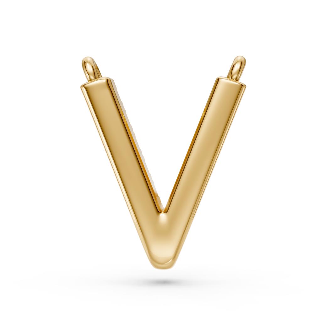 Diamond Letter V Necklace in Yellow Gold