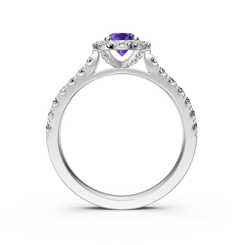 Diamond Ring with Tanzanite in White Gold