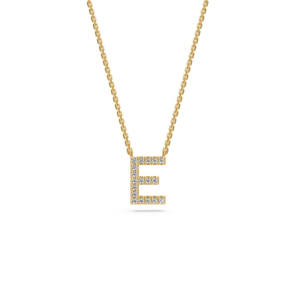 Diamond Letter E Pendant in Yellow Gold
