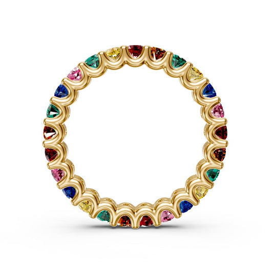 Geltono aukso žiedas su spalvotais safyrais R02660325