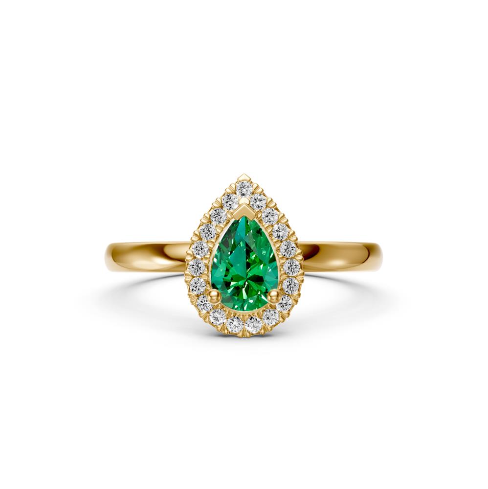 Diamond Ring with Tsavorites in Yellow Gold