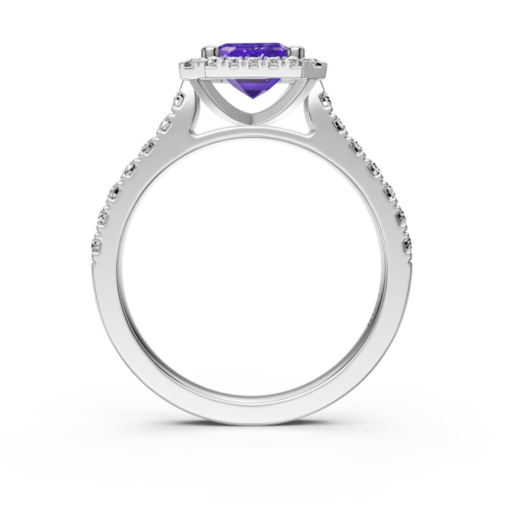 Diamond Ring with Tanzanite in White Gold