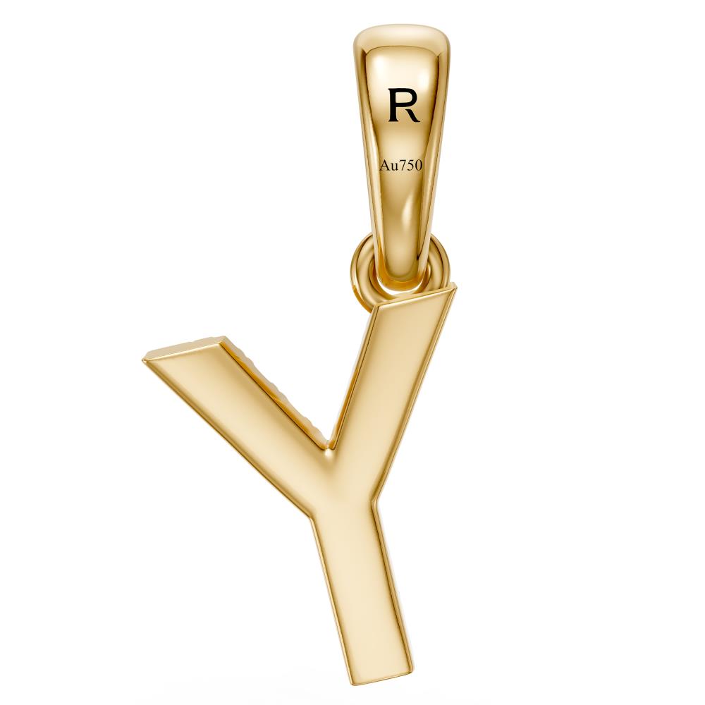 Mini Diamond Letter Y Pendant in Yellow Gold
