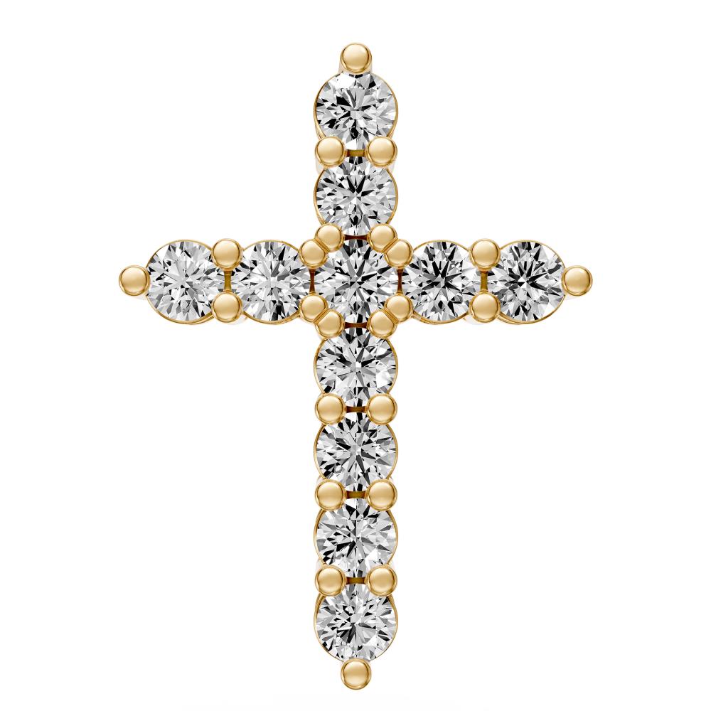 Diamond Cross Necklace in Yellow Gold - Medium
