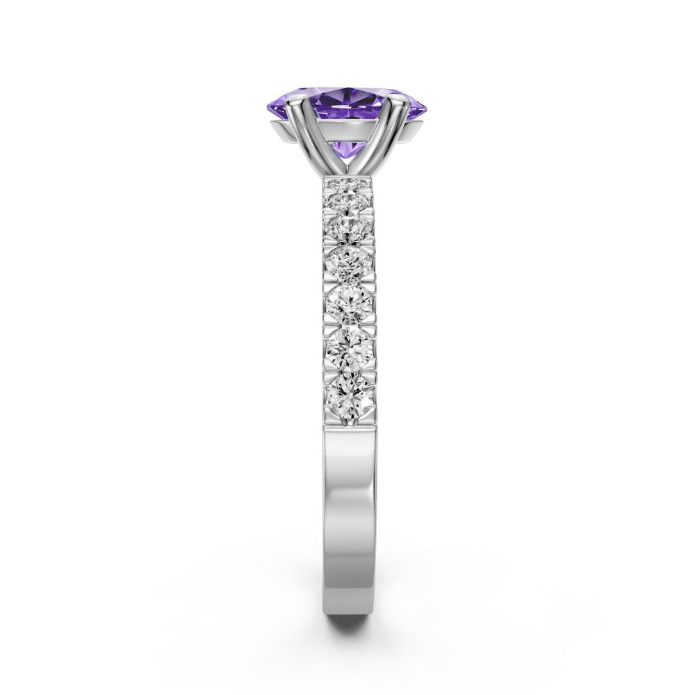 Diamond Ring with Tanzanite in White Gold
