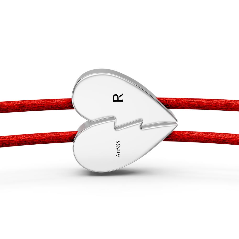 String Bracelets with Diamond in White Gold "Half Hearts"