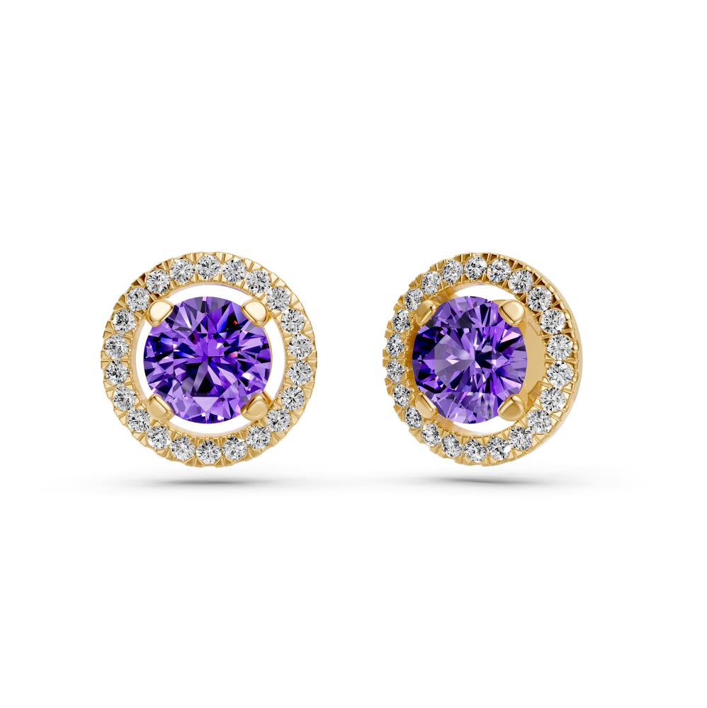 Diamond Earrings with Tanzanite in Yellow Gold