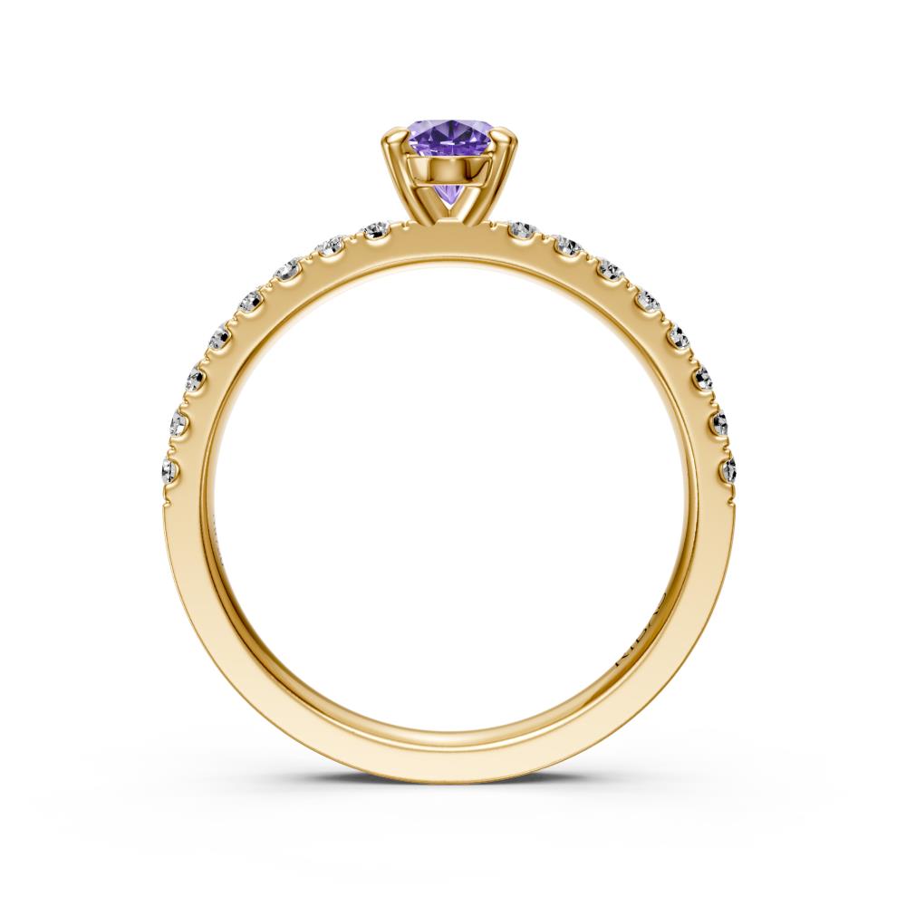 Diamond Ring with Tanzanite in Yellow Gold