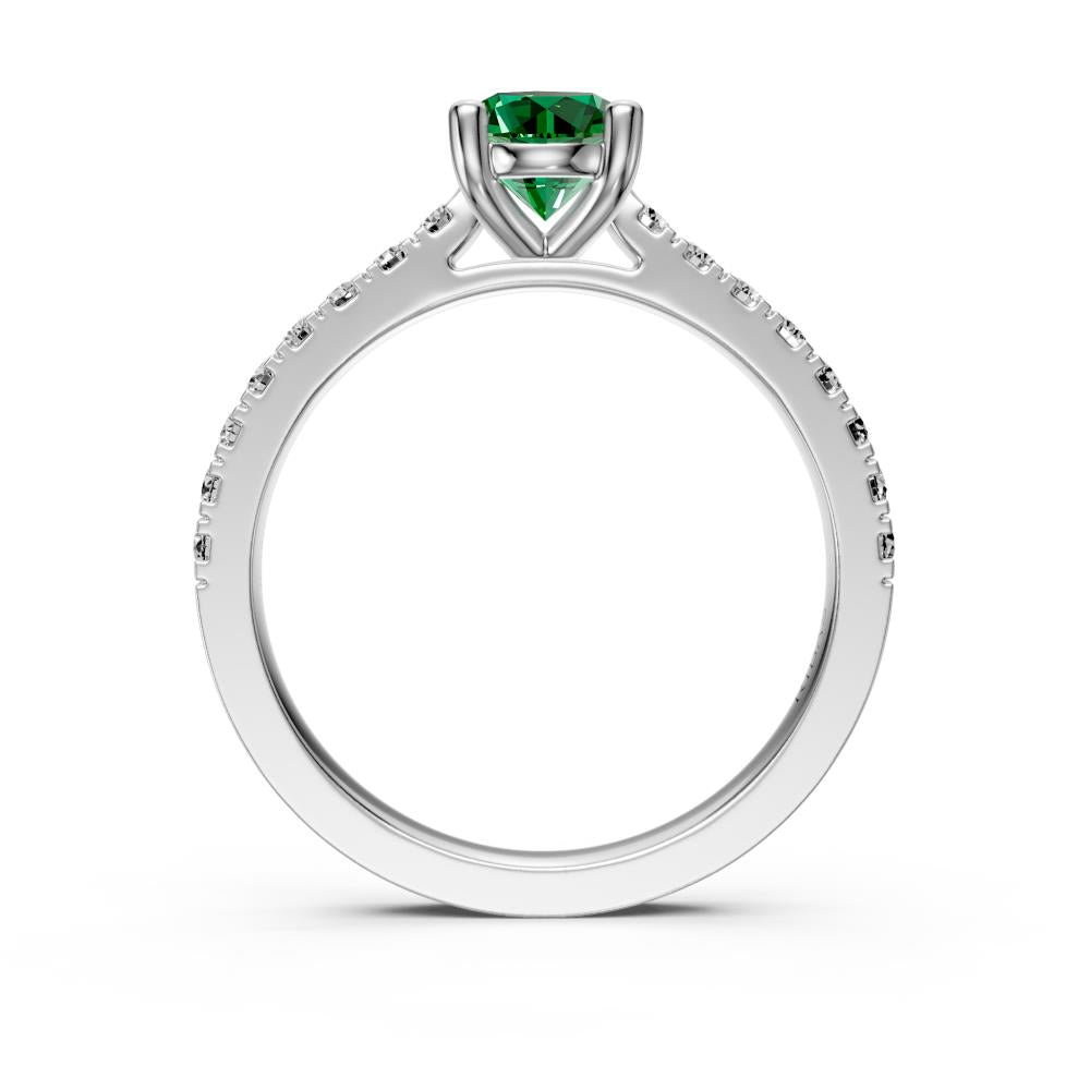 Diamond Ring with Tsavorite in White Gold