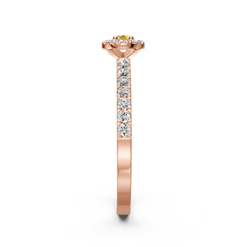 Diamond Ring with Yellow Sapphire in Rose Gold