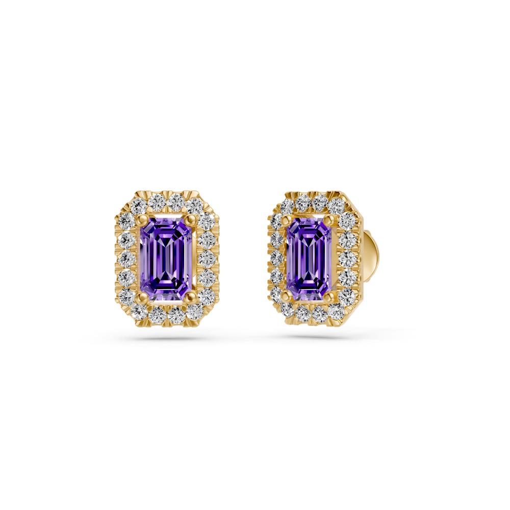 Diamond Earrings with Tanzanite in Yellow Gold