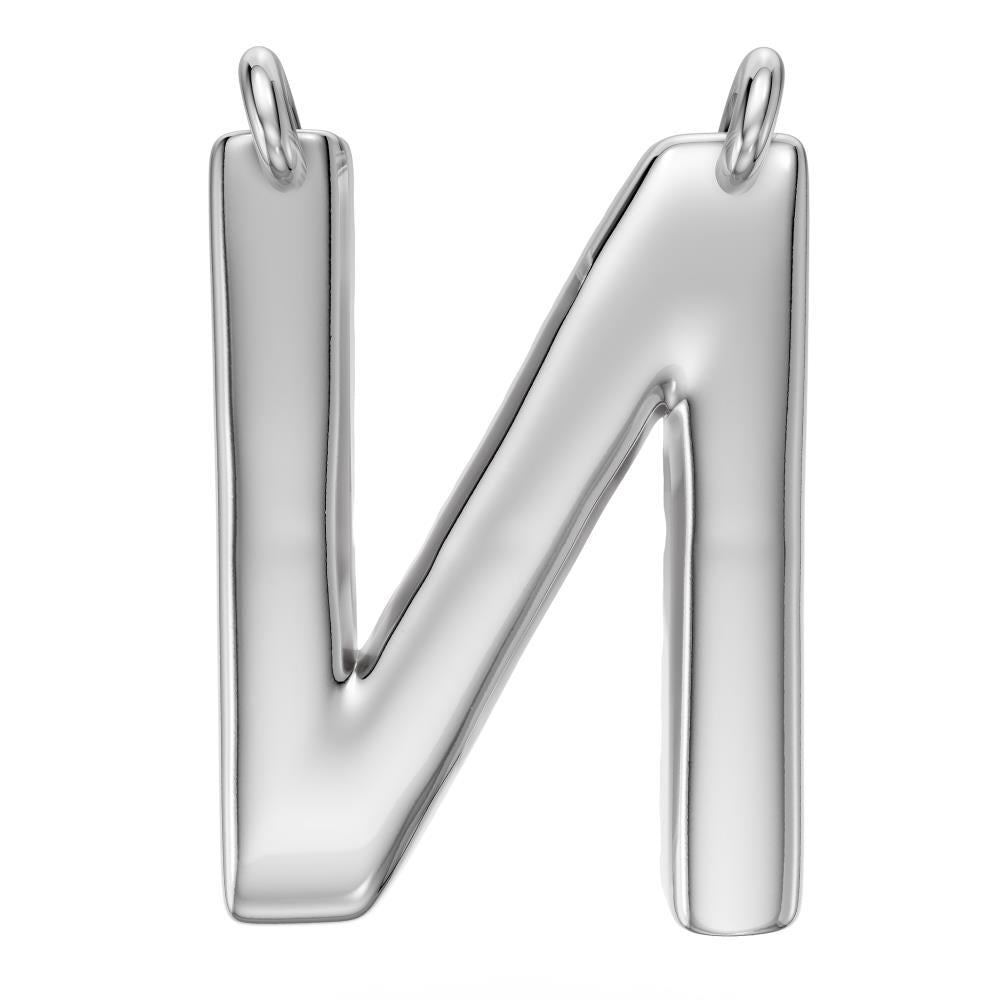 Diamond Letter N Necklace in White Gold