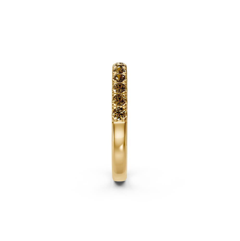 Cognac Diamond Band Ring in Yellow Gold - Slim