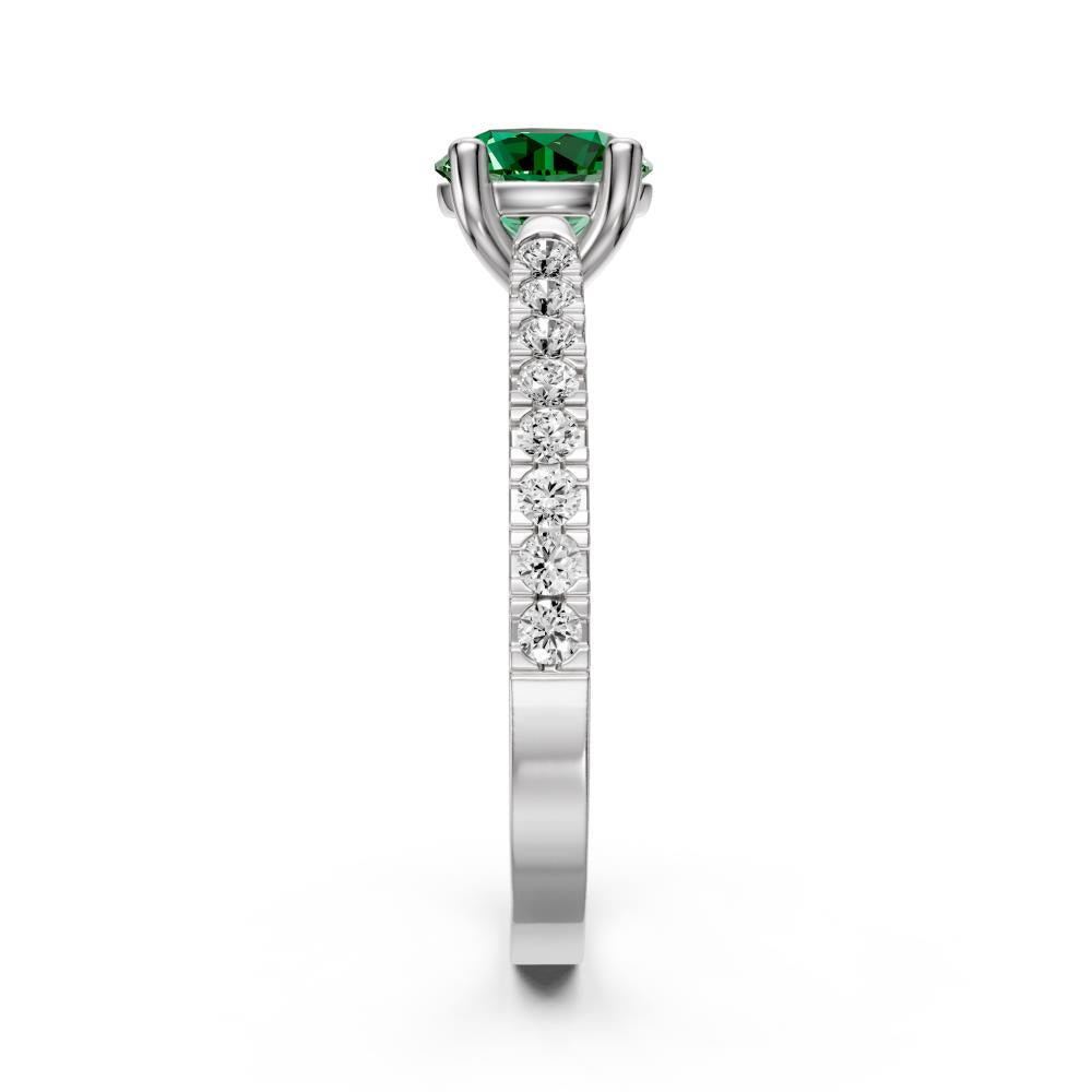 Diamond Ring with Tsavorite in White Gold