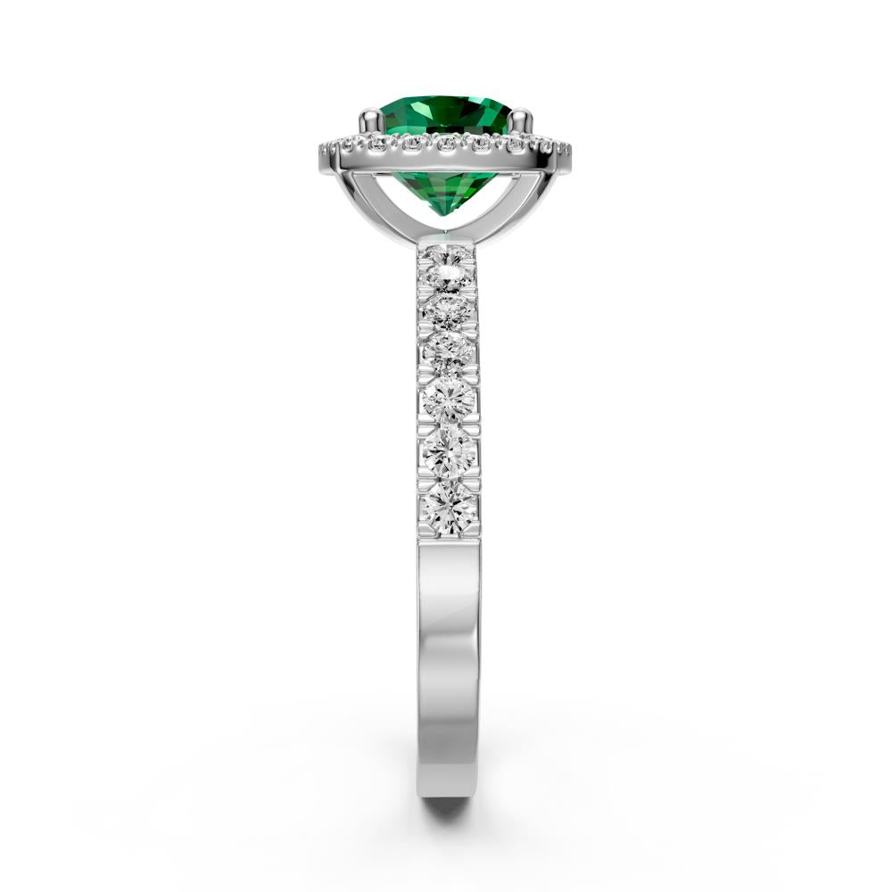 Diamond Ring with Tsavorites in White Gold