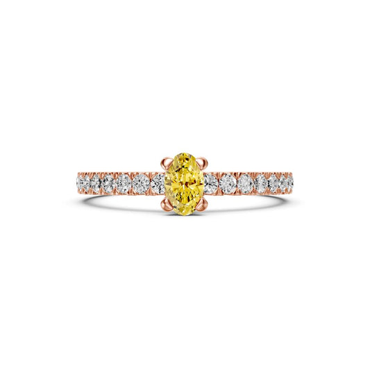 Rožinio Aukso Žiedas su Safyru ir Deimantais R03910925