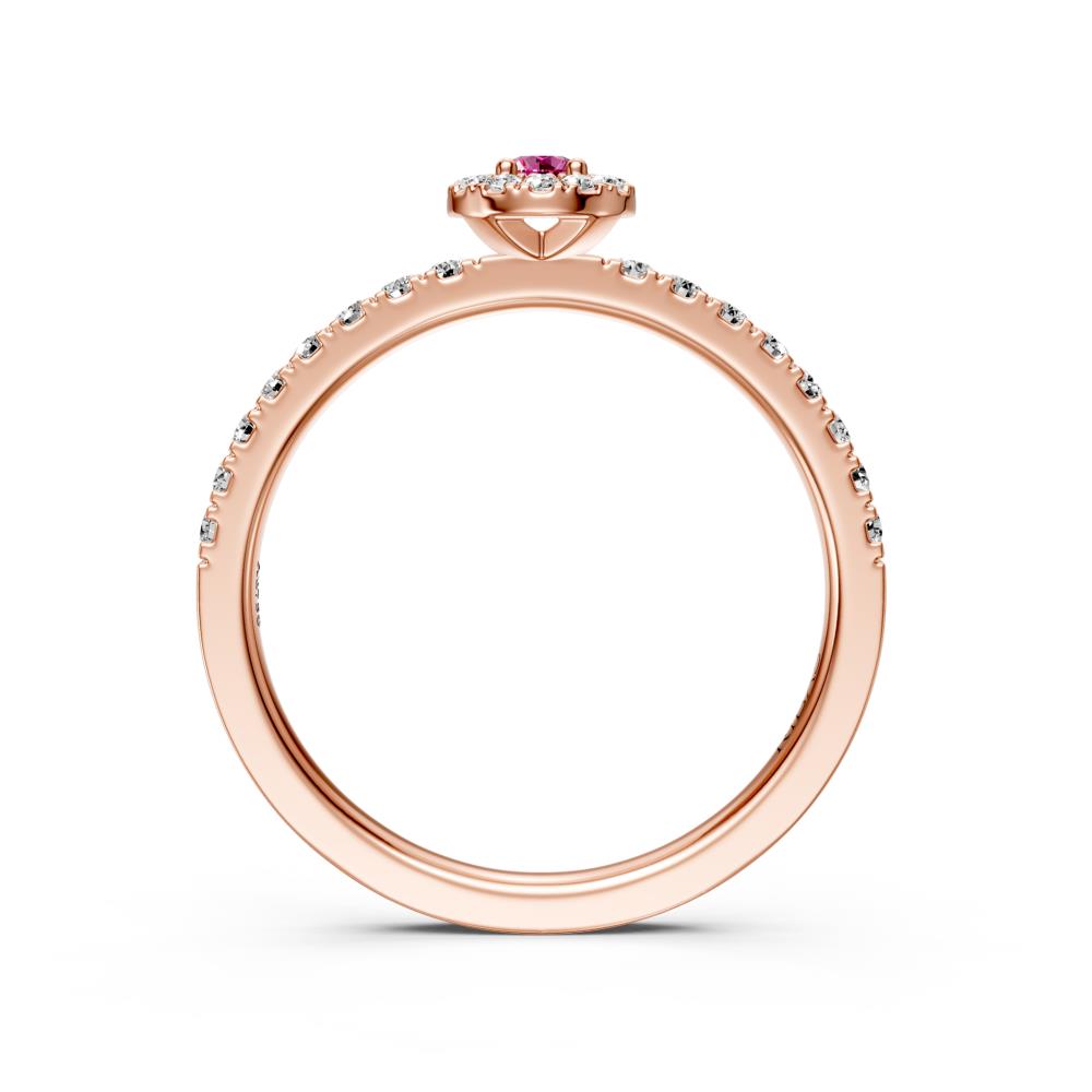 Diamond Ring with Pink Sapphire in Rose Gold
