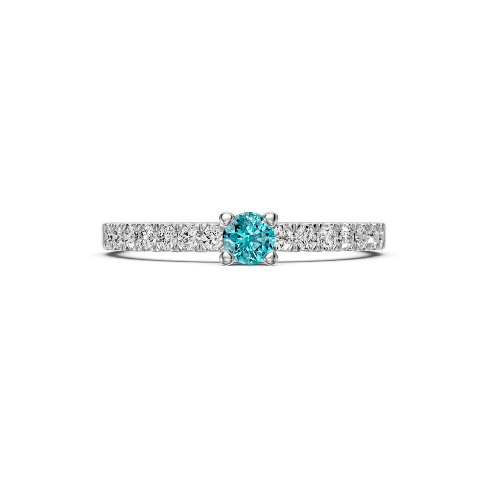 Diamond Ring with Tourmaline in White Gold