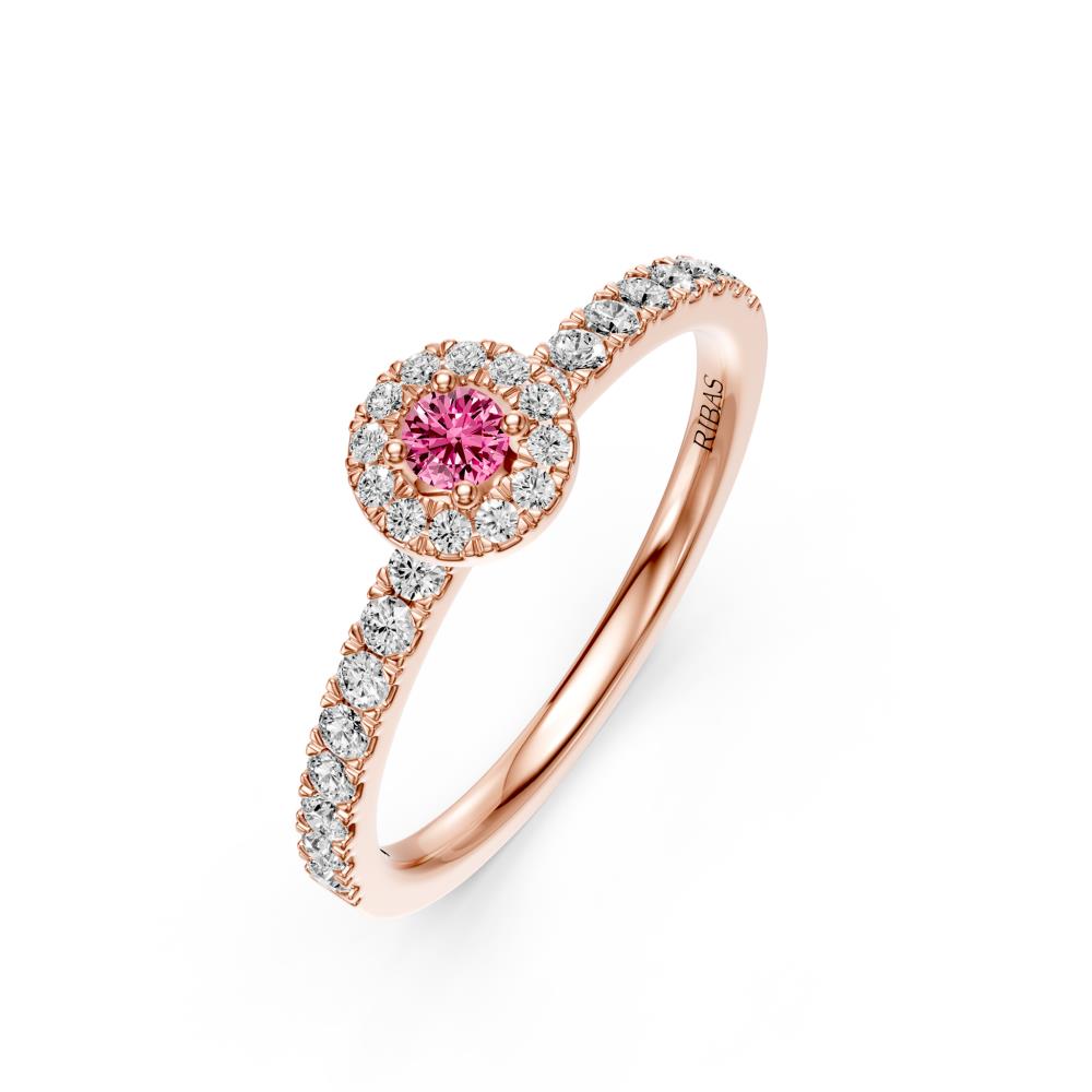 Diamond Ring with Pink Sapphire in Rose Gold