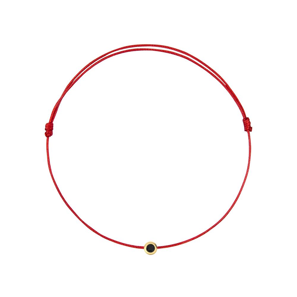 String Bracelet with Black Diamond in Yellow Gold