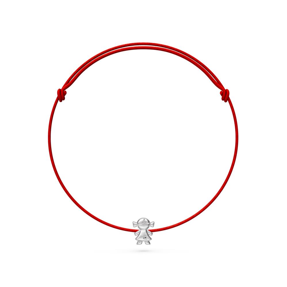 String Bracelet with Diamond in White Gold "Girl"