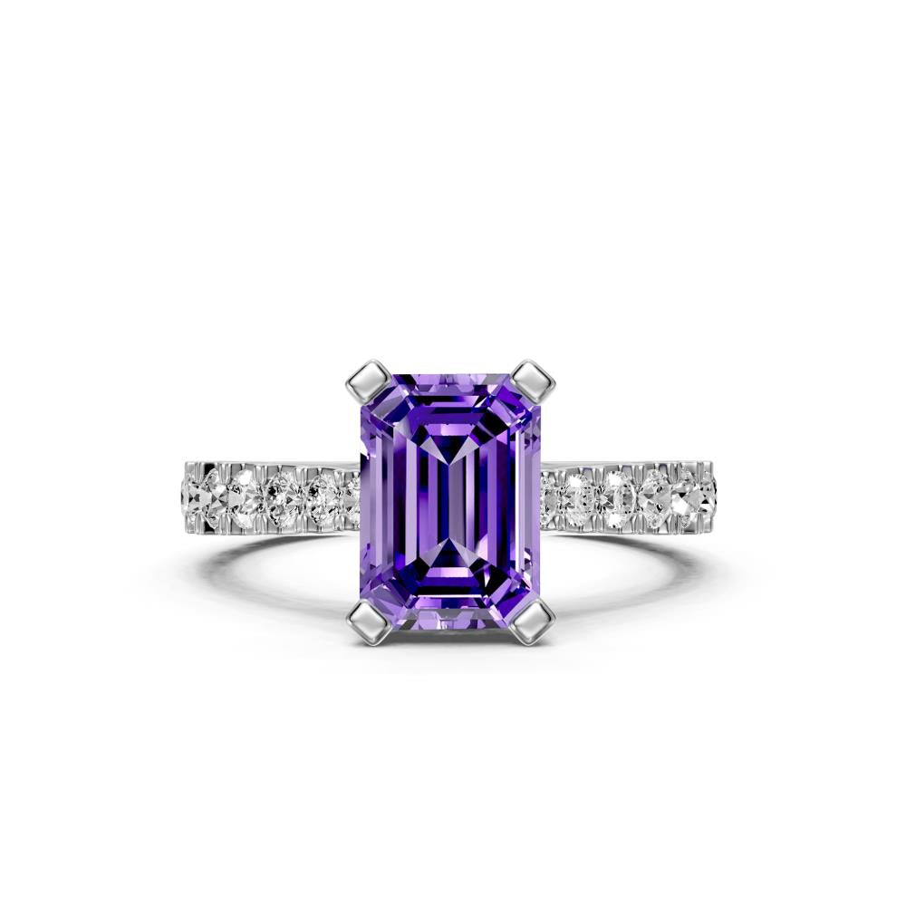 Diamond Ring with Tanzanite in White Gold