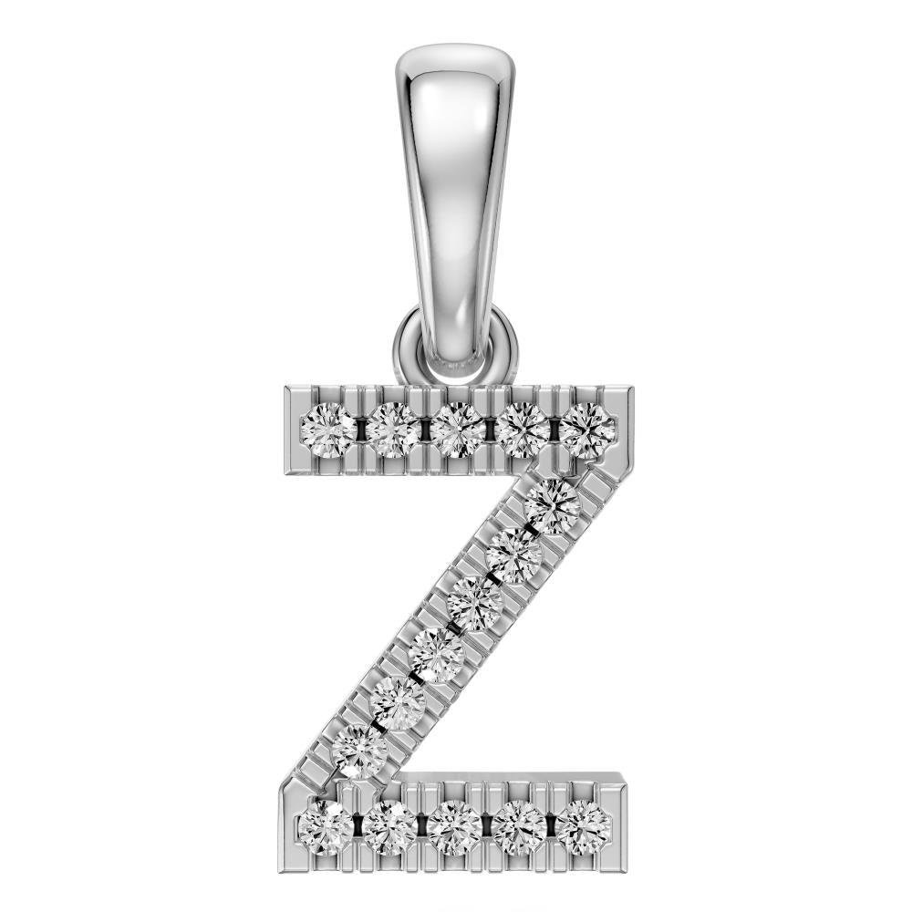 Mini Diamond Letter Z Pendant in White Gold