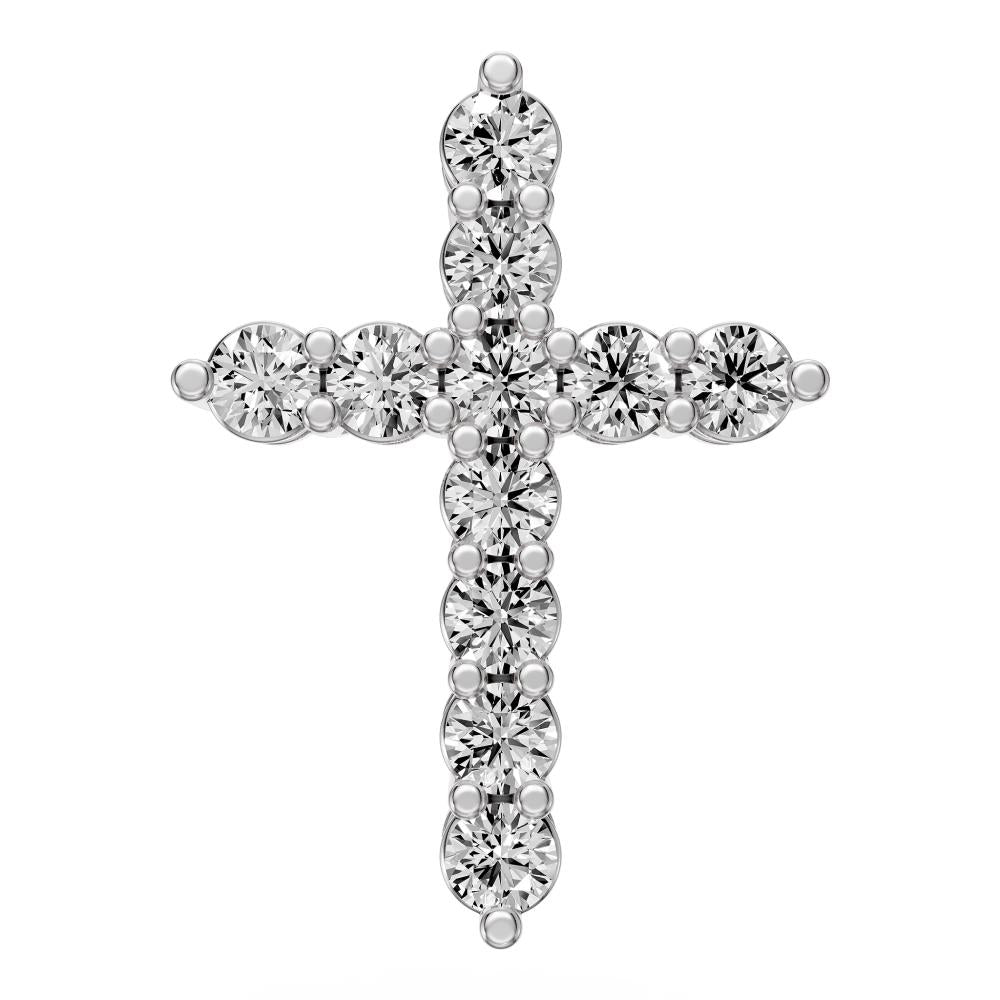Diamond Cross Pendant in White Gold - Small
