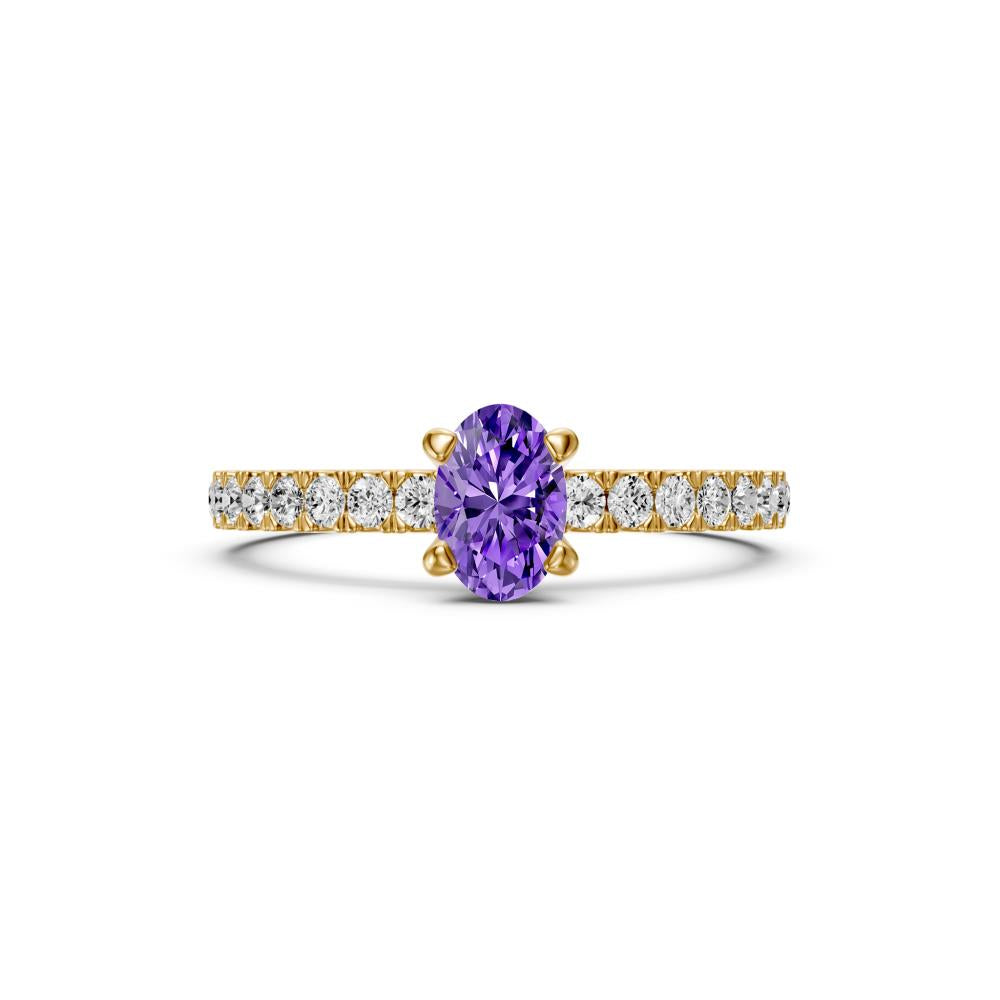 Diamond Ring with Tanzanite in Yellow Gold
