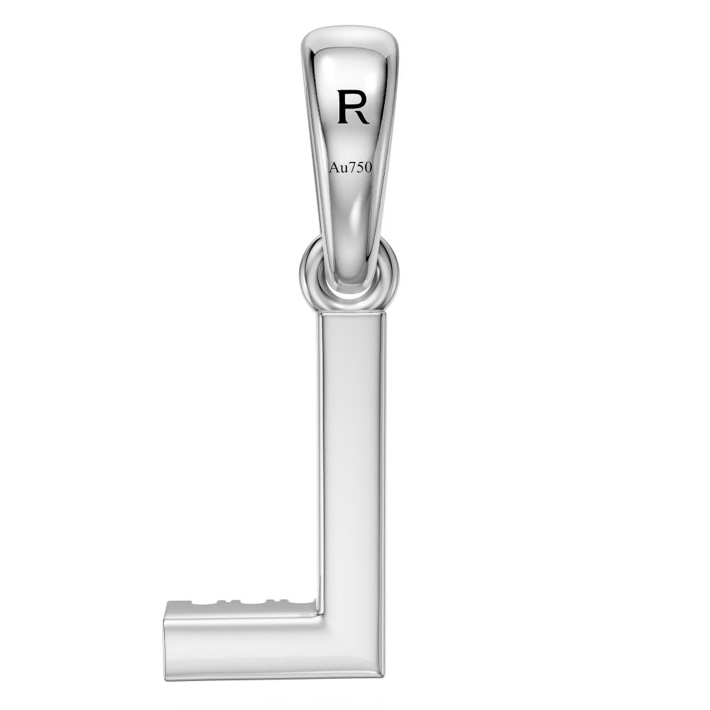 Mini Diamond Letter L Pendant in White Gold