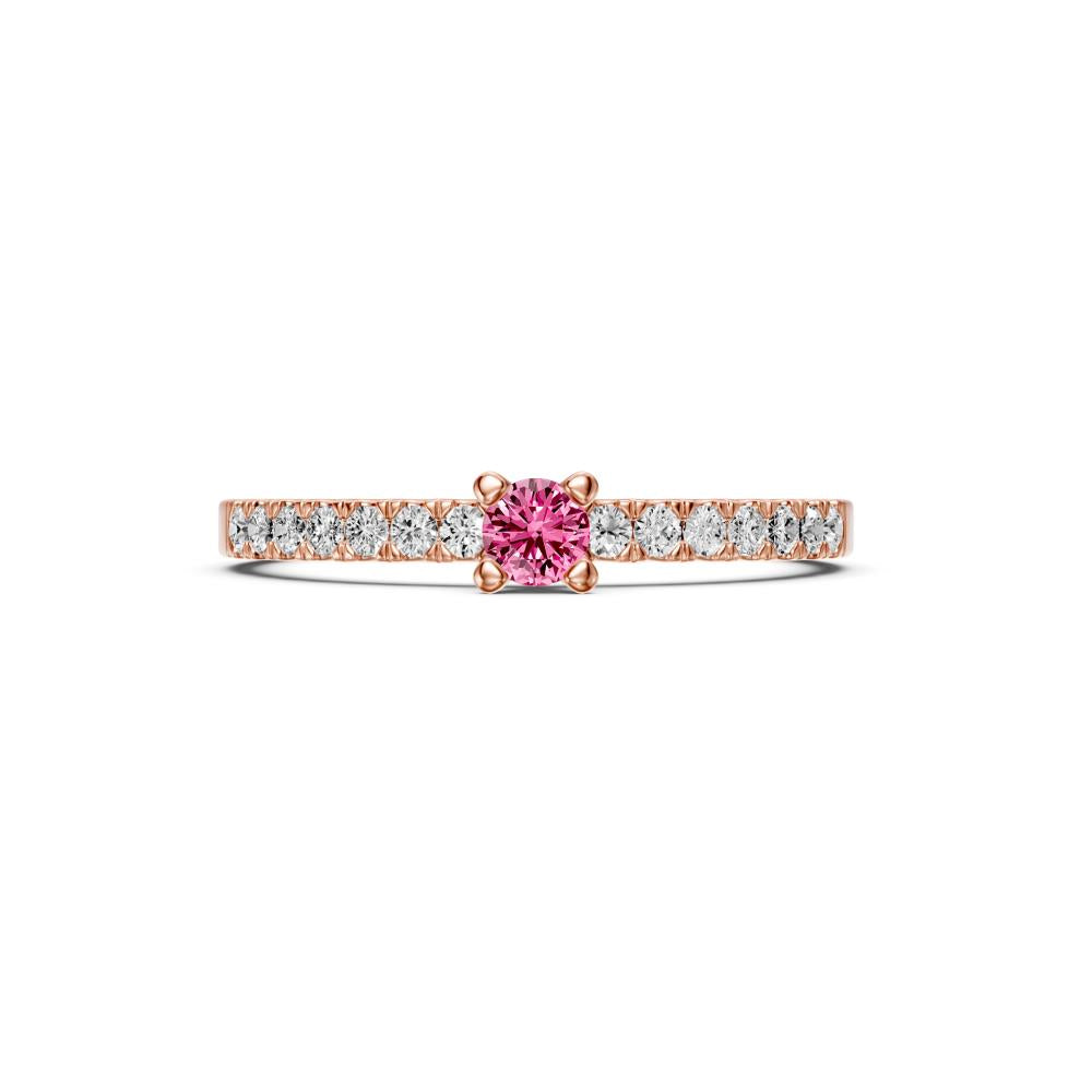 Diamond Ring with Pink Sapphire in Rose Gold