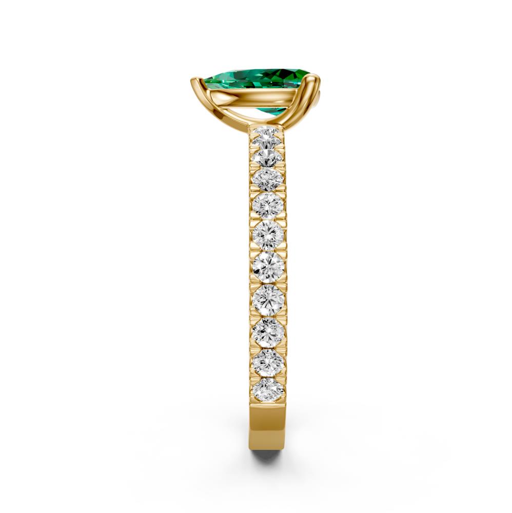 Diamond Ring with Tsavorites in Yellow Gold