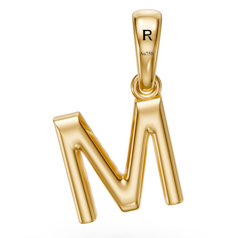 Mini Diamond Letter M Necklace in Yellow Gold