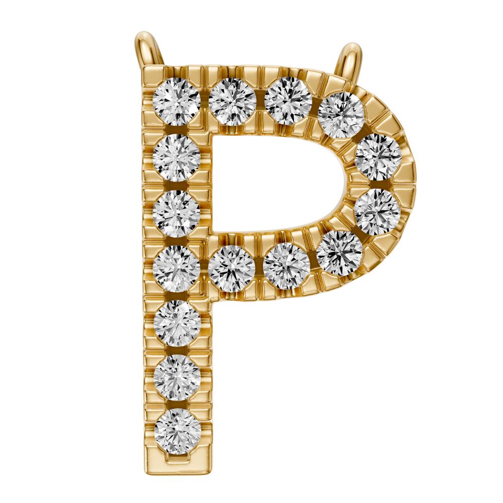 Diamond Letter P Pendant in Yellow Gold