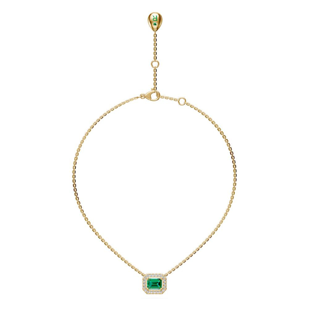 Tsavorite and Diamond Halo Necklace