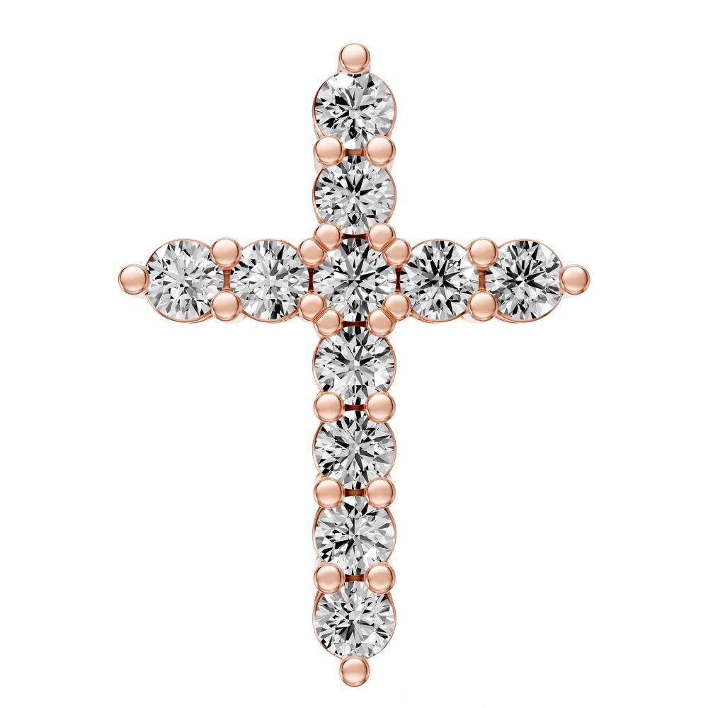 Diamond Cross Necklace in Rose Gold - Medium