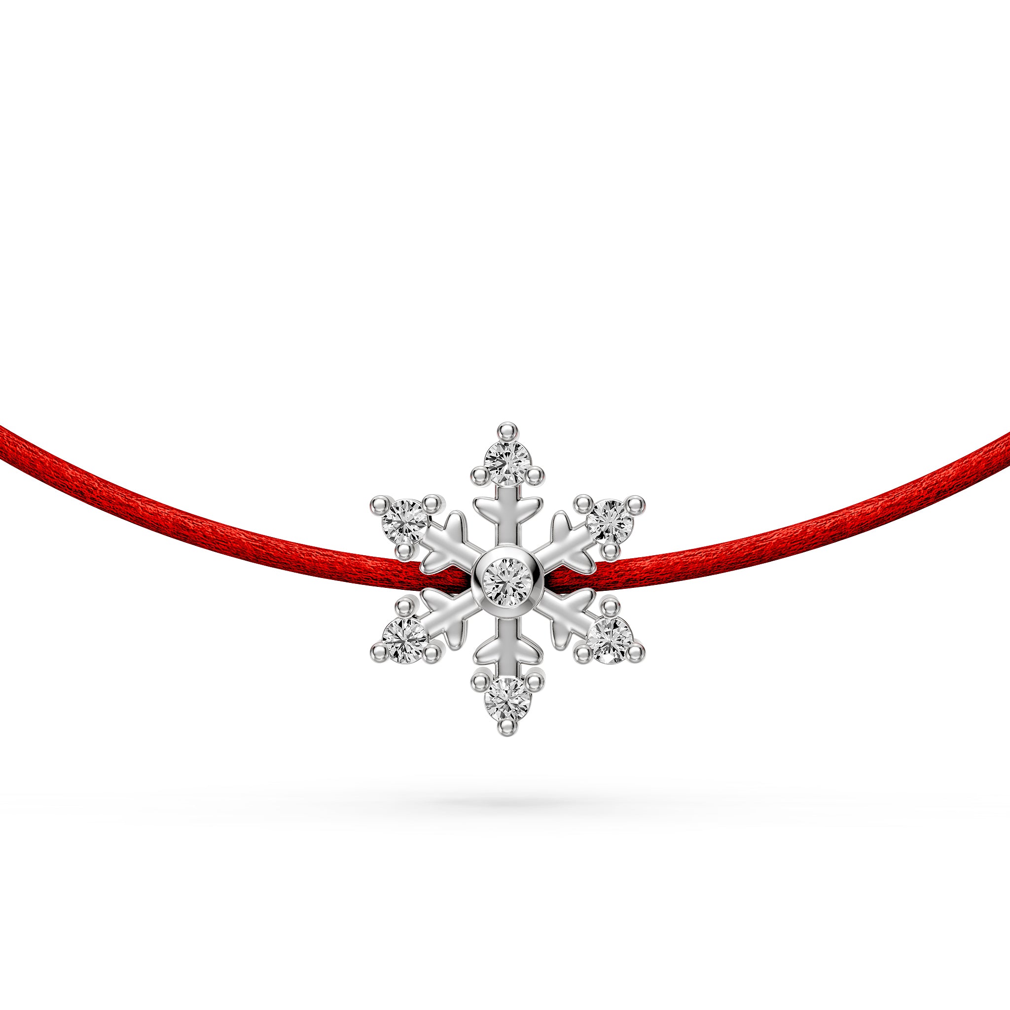 String Bracelet with Diamond in White Gold "Snowflake"